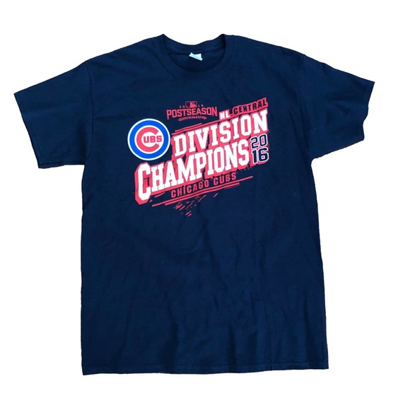 Chicago Cubs Shirt Mens Large Blue Short Sleeve Tee 2016 Division Champions MLB - Picture 6 of 7